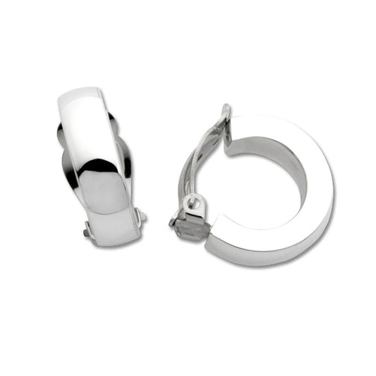 SILVER MEDIUM CLIP-ON HOOPS