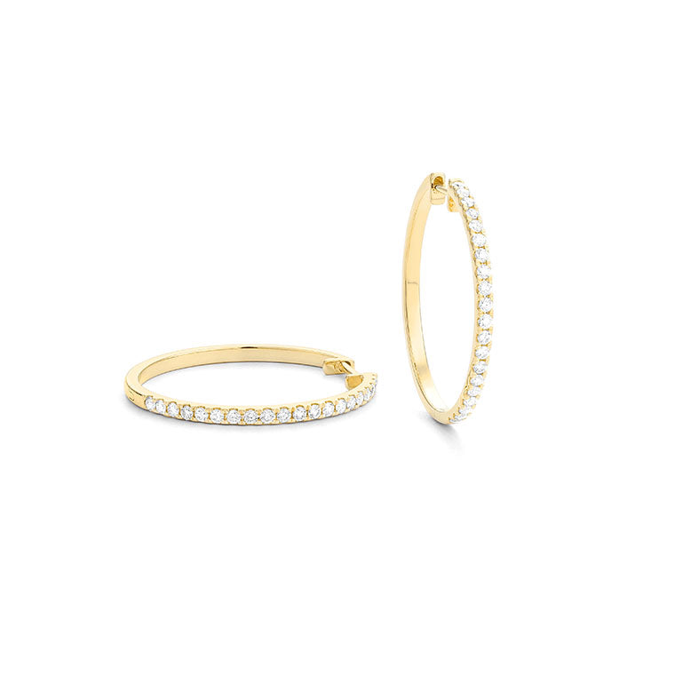 14k Diamond Hoops