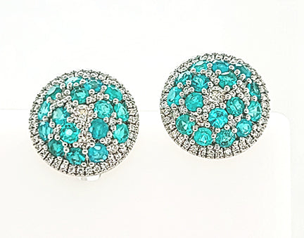 18KW PARAIBA AND DIAMOND EARRINGS