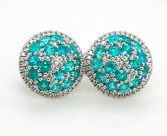 18KW PARAIBA AND DIAMOND EARRINGS