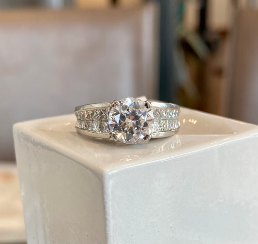 Platinum Mixed Cut Diamond Ring