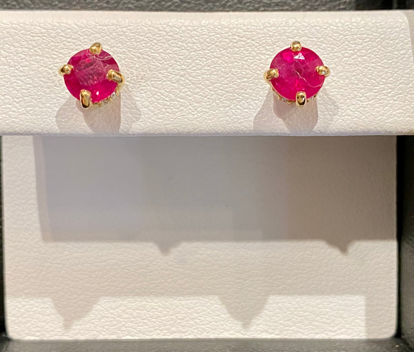 18KY RUBY STUDS WITH DIAMOND ACCENTS