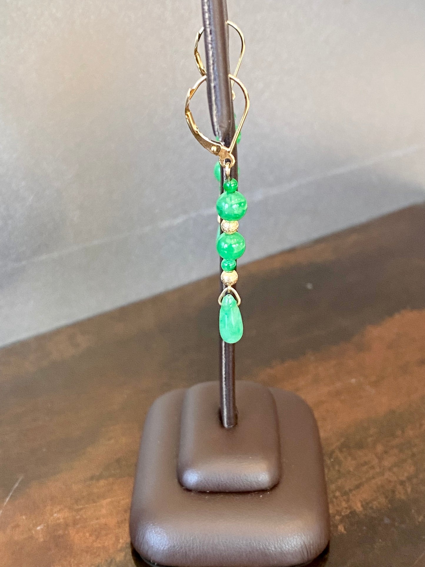 14KY JADE BEADED DROP EARRINGS