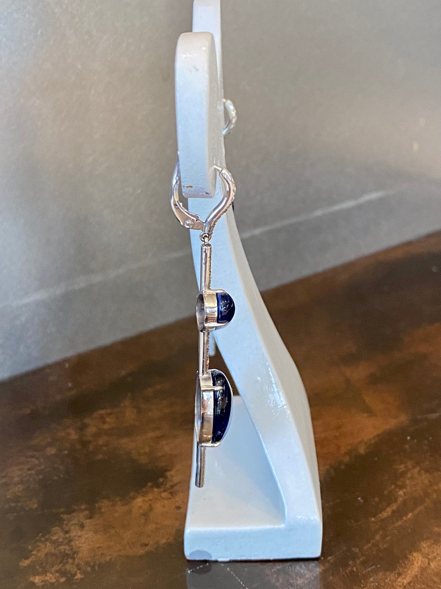 18KW KYANITE AND DIAMOND ASYMMETRIC DROP EARRINGS