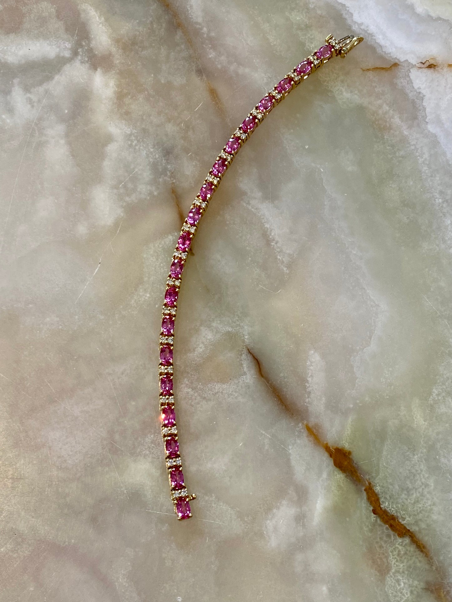 18KY PINK SPINEL AND DIAMOND BRACELET
