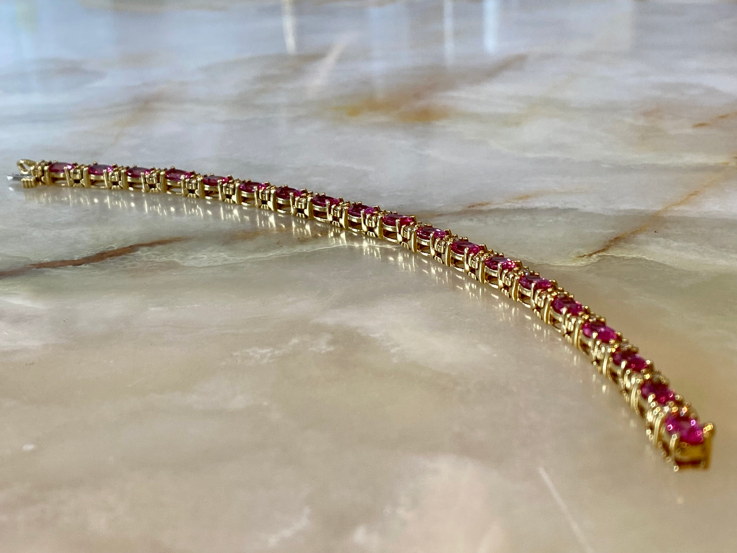 18KY PINK SPINEL AND DIAMOND BRACELET