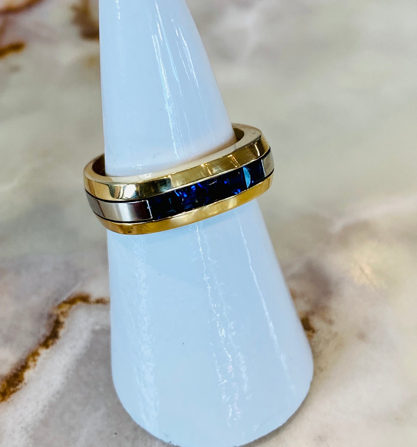 18K Yellow and White Gold Sapphire Band PC SAPH .95TW