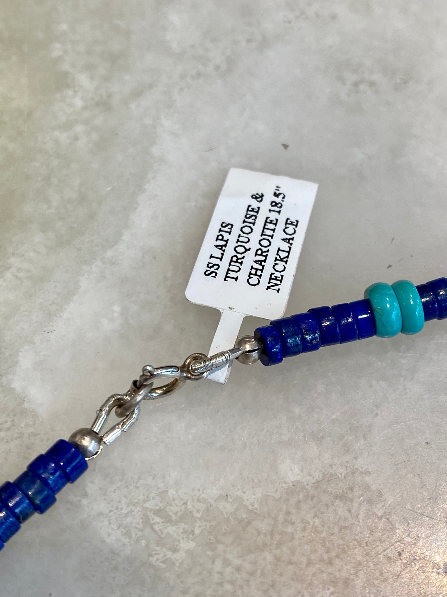 Lapis, Turquoise, and Charoite Beaded Necklace