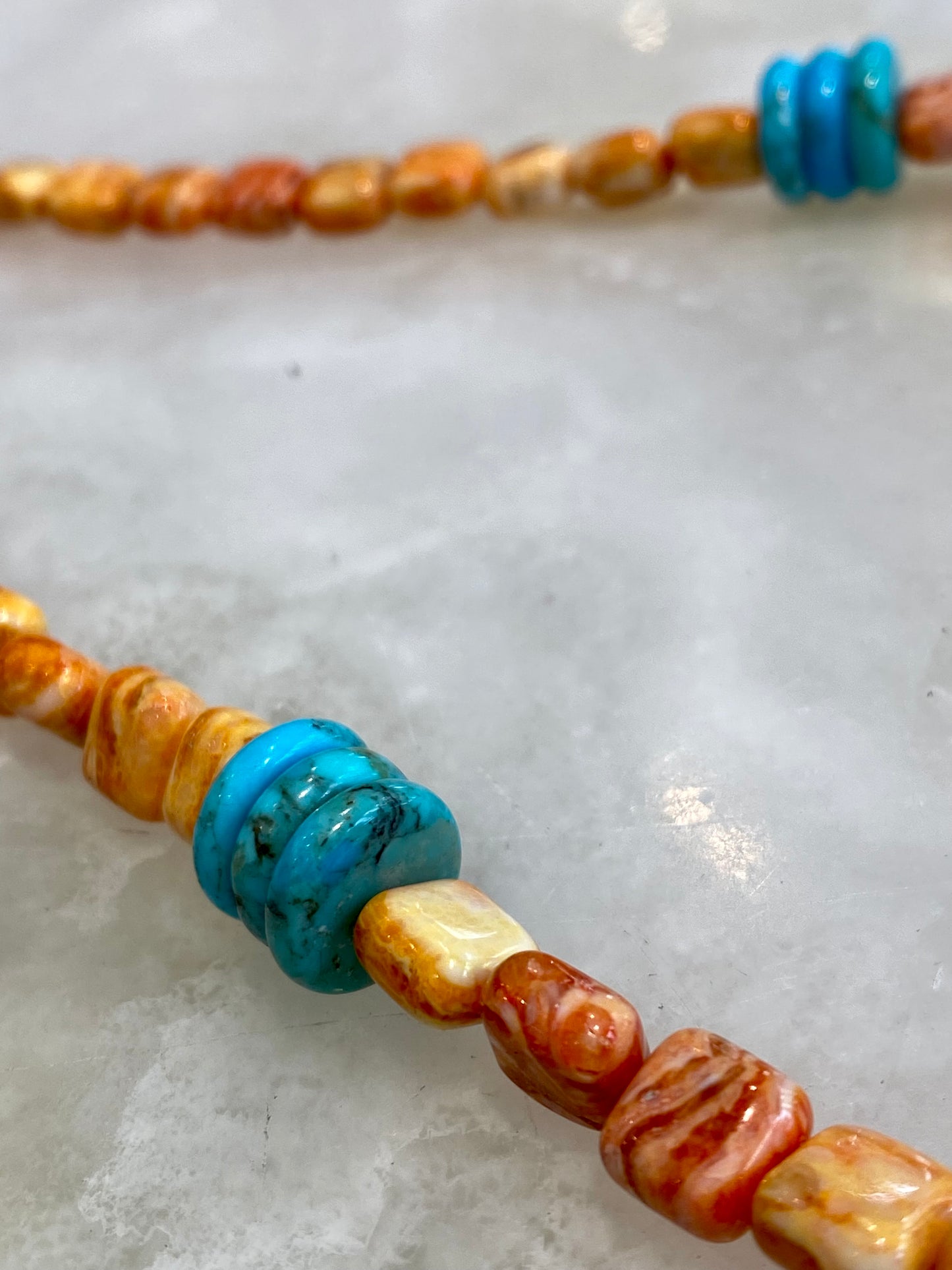 Spiny Oyster, Turquoise Beaded Necklace