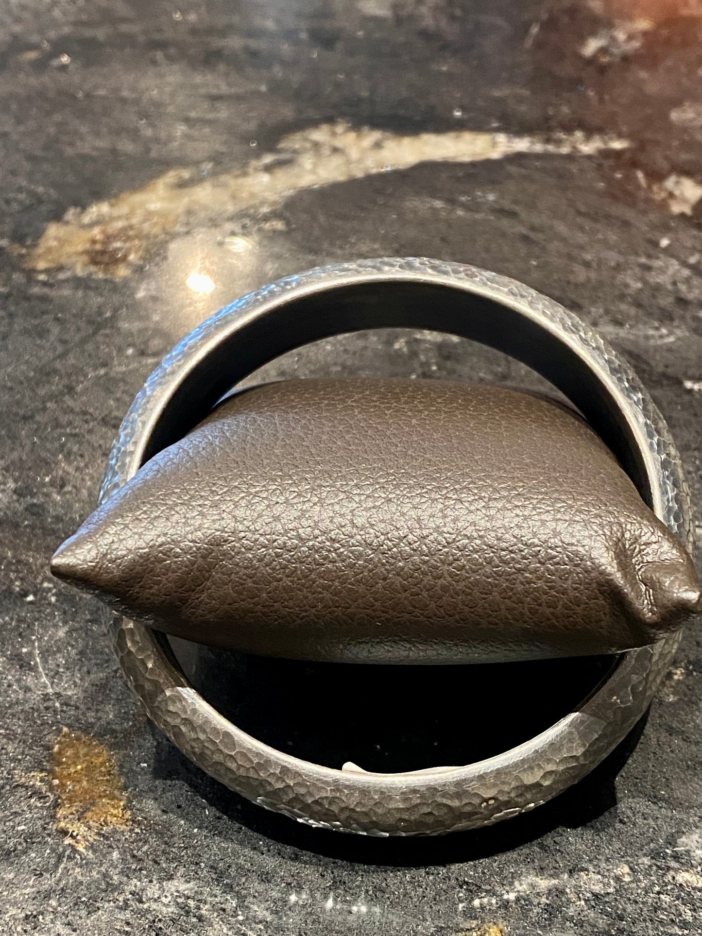 Silver Oxidized Hammered Bangle