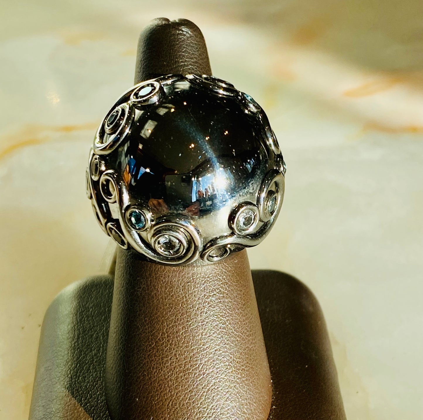 Silver Gunmetal Topaz Ring