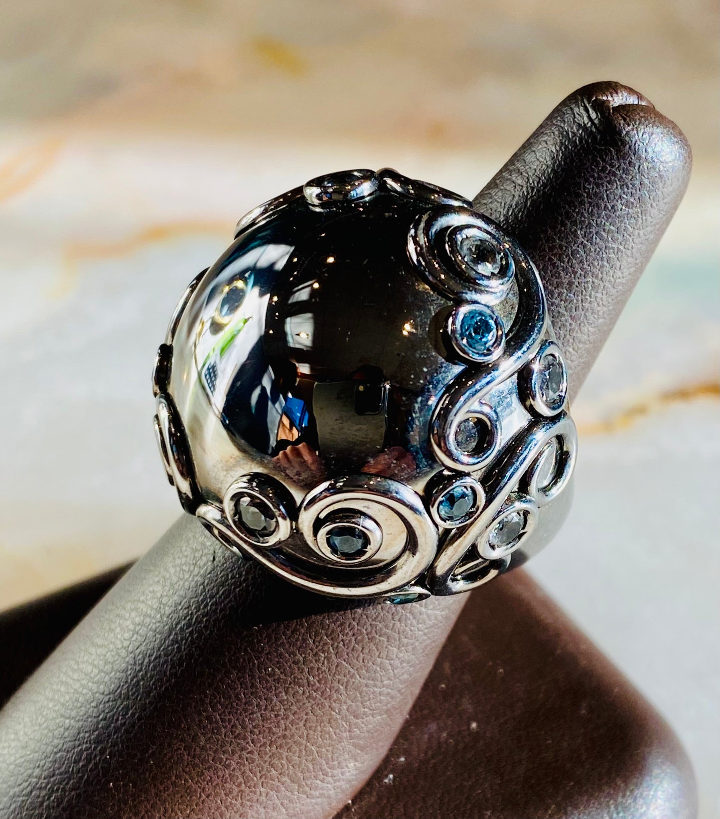 Silver Gunmetal Topaz Ring
