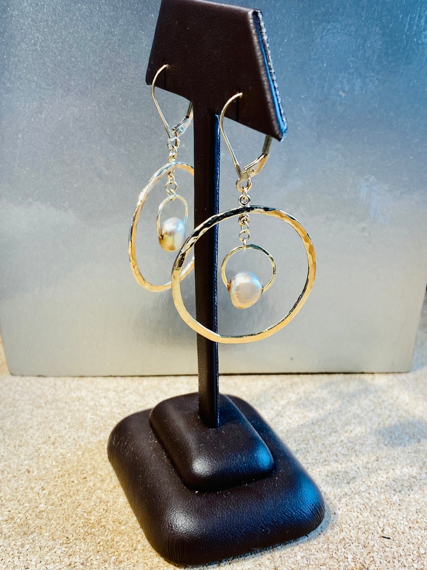 14K Freshwater Pearl Circle Earrings