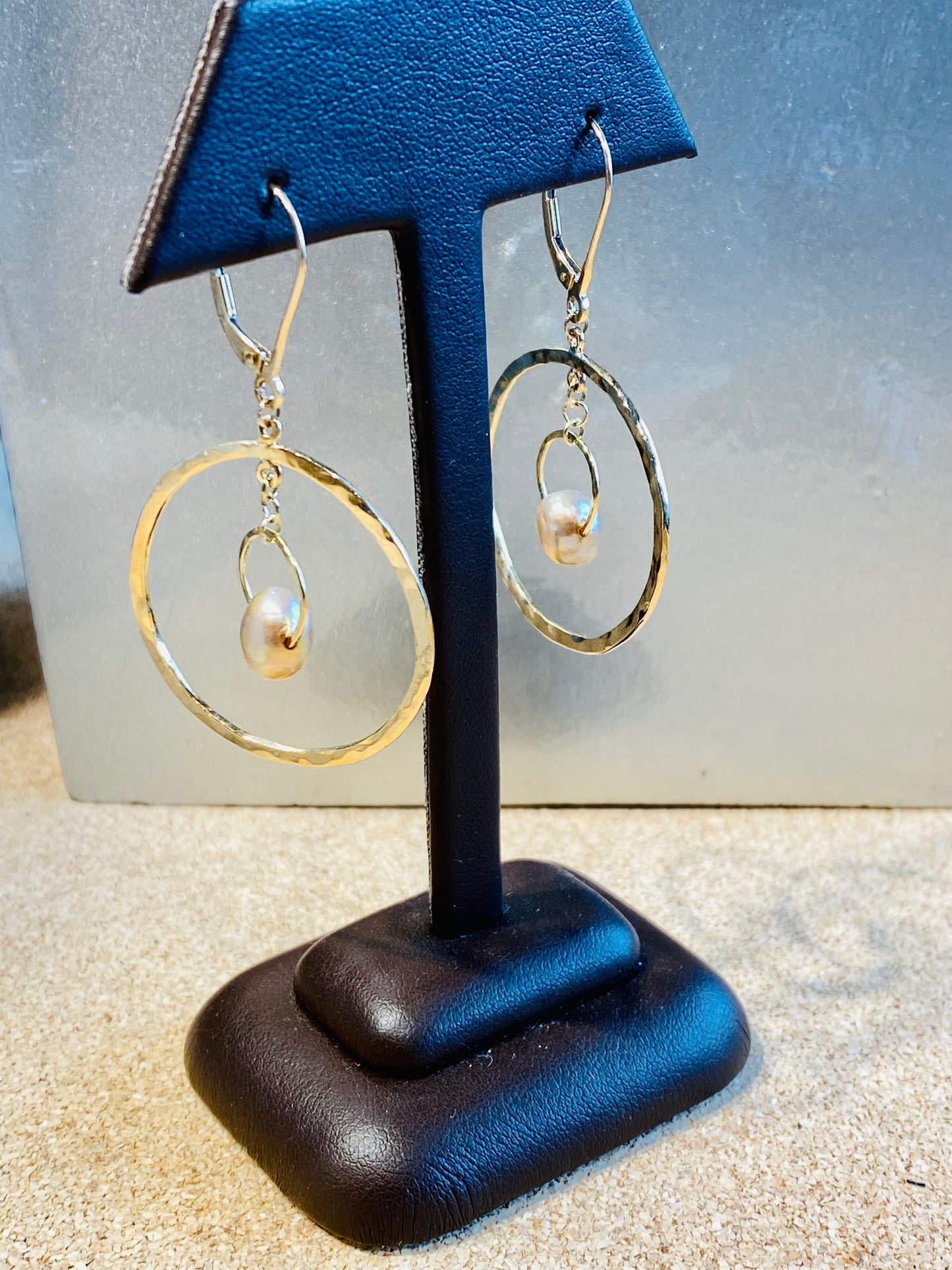 14K Freshwater Pearl Circle Earrings