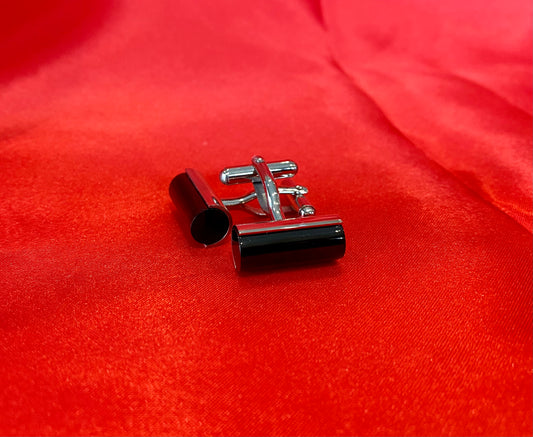 Steel Black Agate Polished Cufflinks