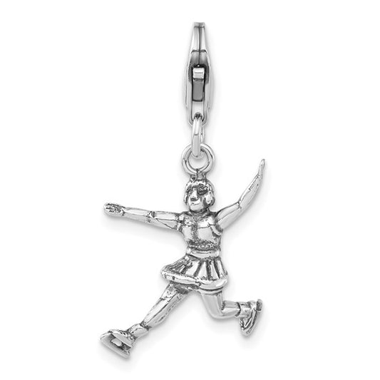 Silver Antiqued Figure Skater Charm
