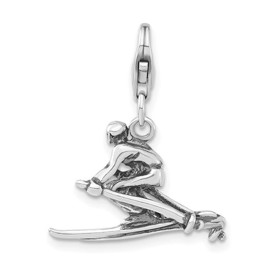 SILVER ANTIQUED SKIER CHARM