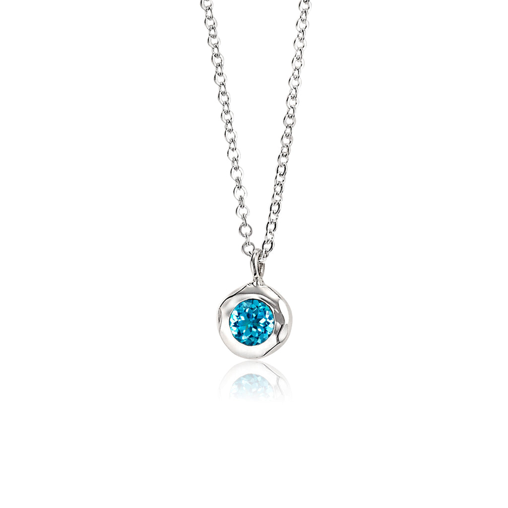 Silver Blue Topaz Ripple Pendant