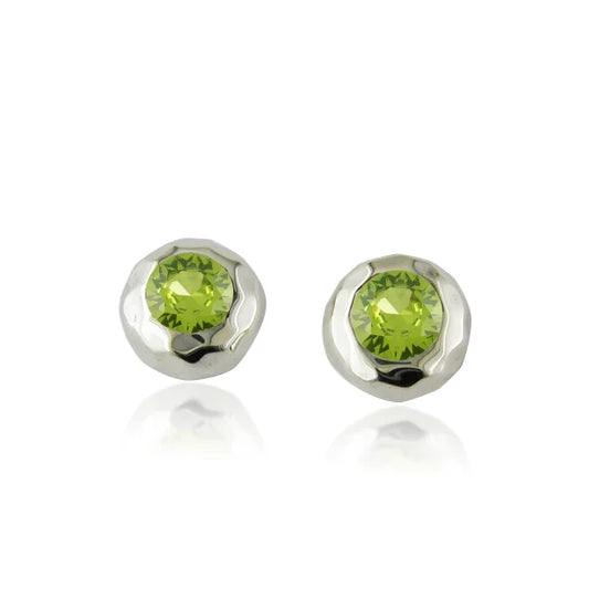 Silver Peridot Ripple Studs