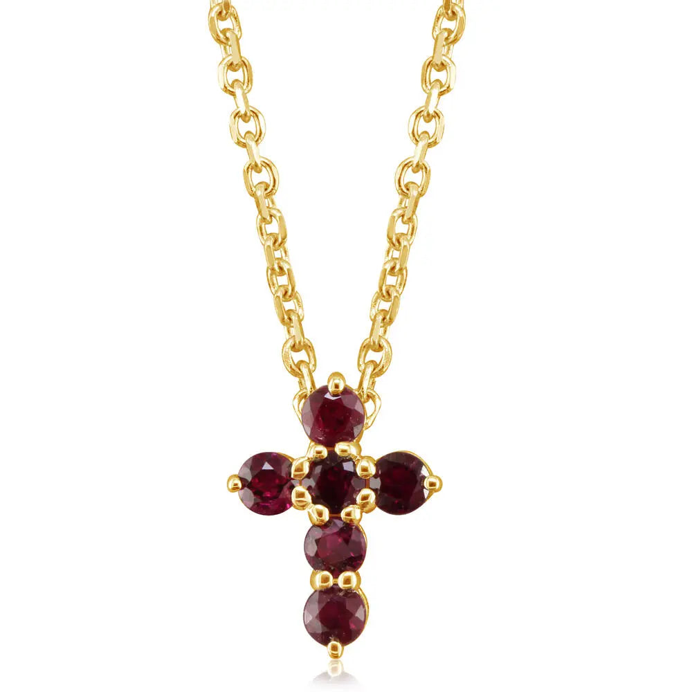14K Ruby Cross Necklace