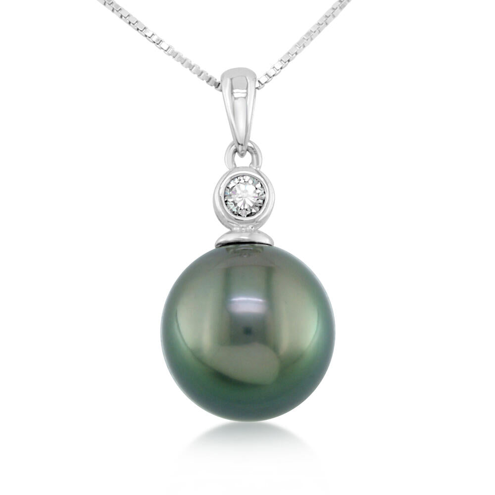 14K TAHITIAN PEARL W/ DIAMOND PENDANT