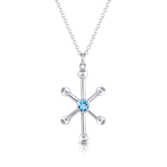 Silver Blue Topaz Satellite Necklace