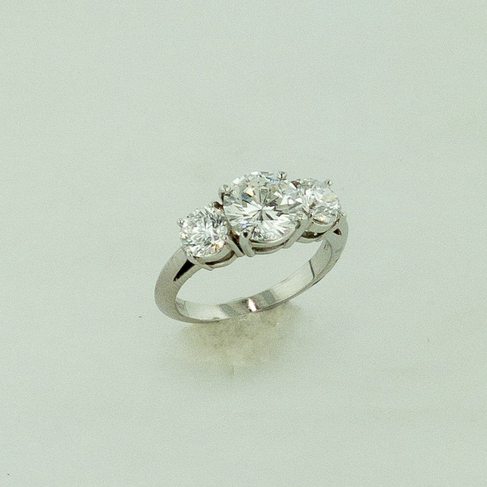 Platinum Round Brilliant Cut Tri-stone Diamond Ring