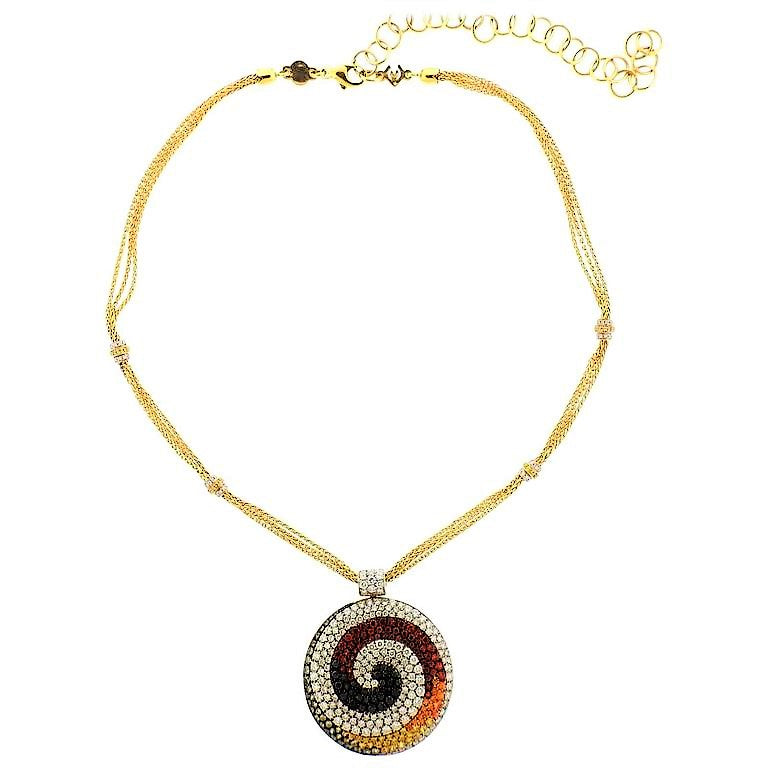 18KY Diamond and Multi-colored Sapphire Necklace