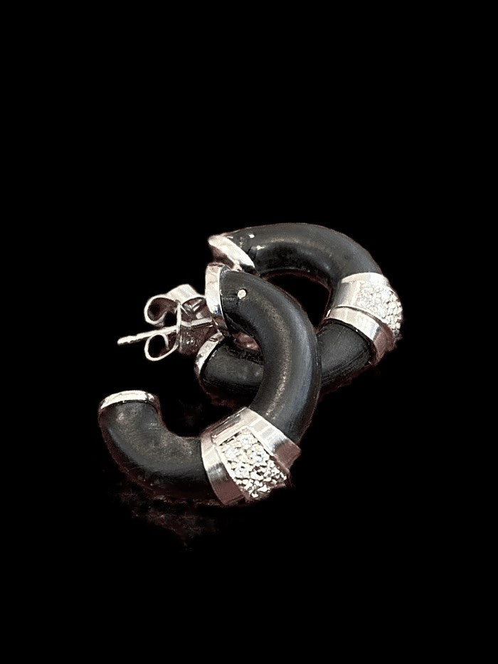 BLACK RUBBER DIAMOND EARRINGS