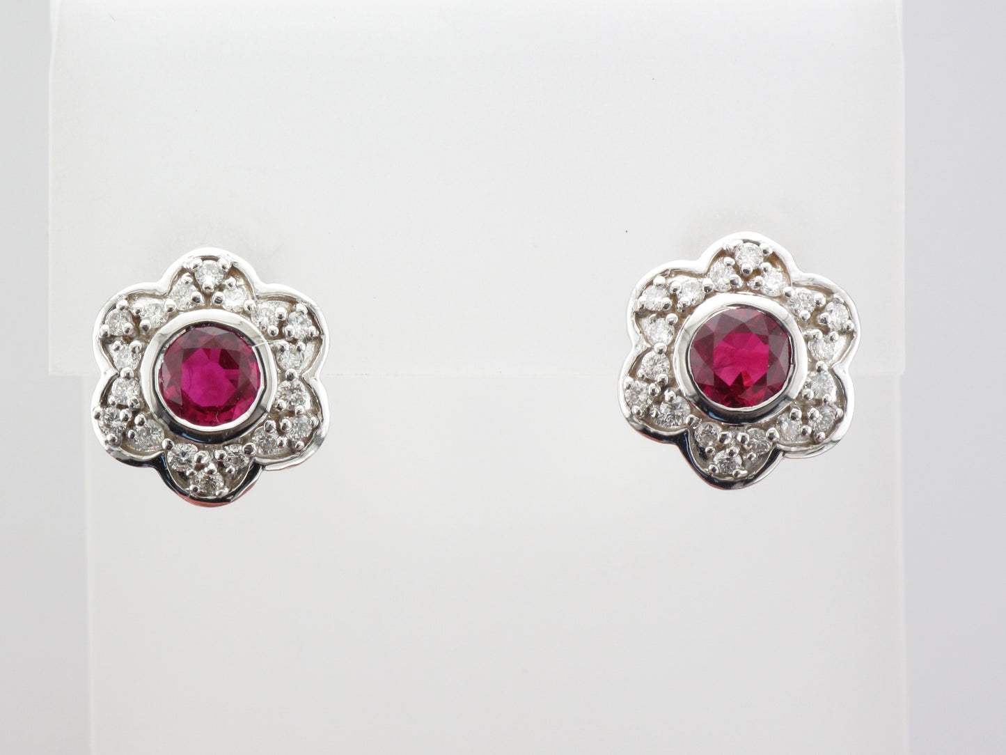 18KW RUBY AND DIAMOND EARRINGS