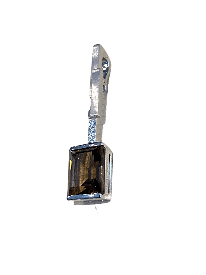 14KW SMOKEY QUARTZ WITH DIAMONDS PENDANT