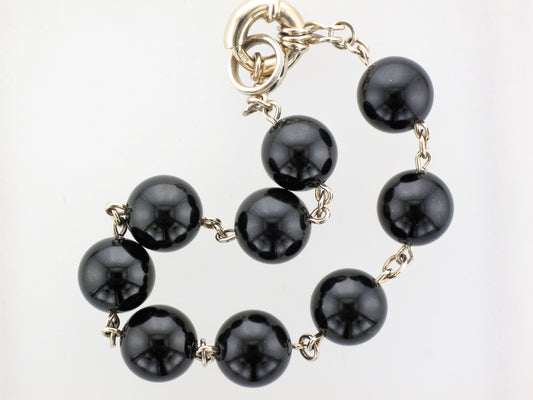 18KW Black Jade Beaded Bracelet