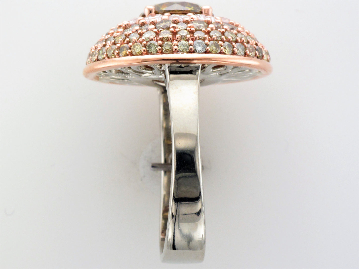 18KW / 18KR Green and White Diamond Ring