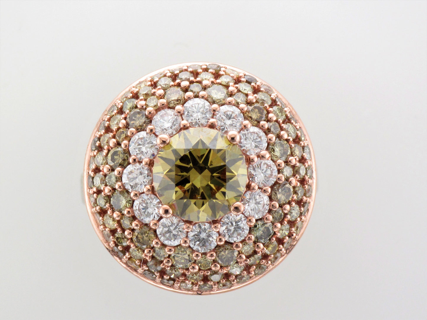 18KW / 18KR Green and White Diamond Ring