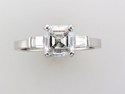 Platinum Asscher Cut Diamond Ring
