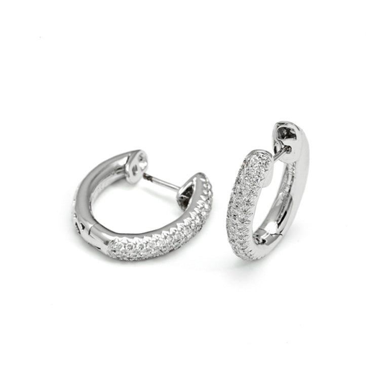 14K Pave Huggie Earrings