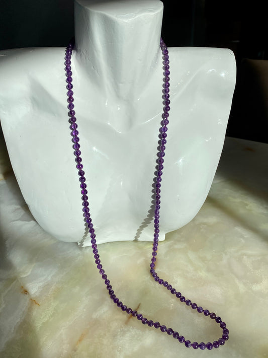 SS Amethyst Beaded Necklace