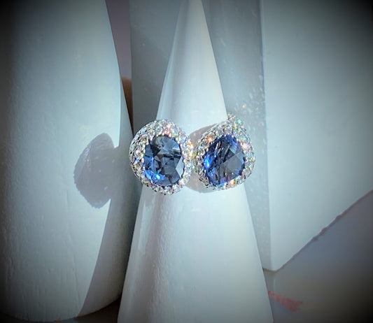 18K ROSE SAPPHIRES AND PAVE DIAMOND RING