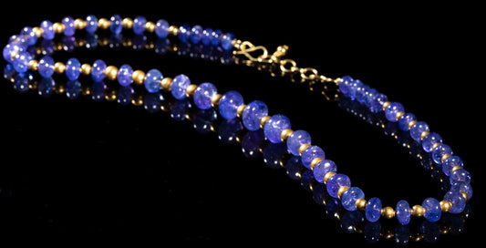 22KY TANZANITE BEADED NECKLACE