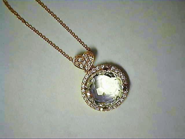 18K Quartz Pendant with Diamond Heart