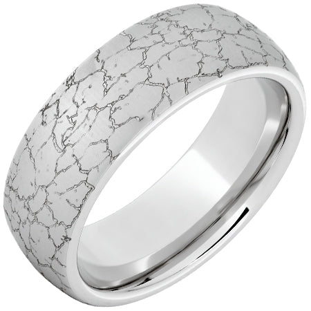 Serinium Domed Band with Tectonic Laser Engraving