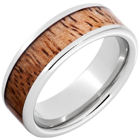 Serinium Pipe Cut Band with Exotic Mango Wood Inlay