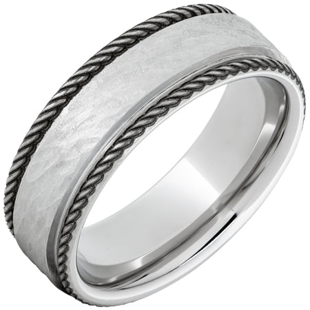 Serinium Flat Band with Rope-Style Rounded Edges and Bark Hand Finish