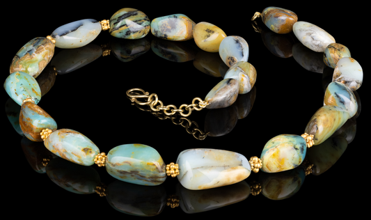 18ky Bolivian Opal Baroque Beaded Necklace