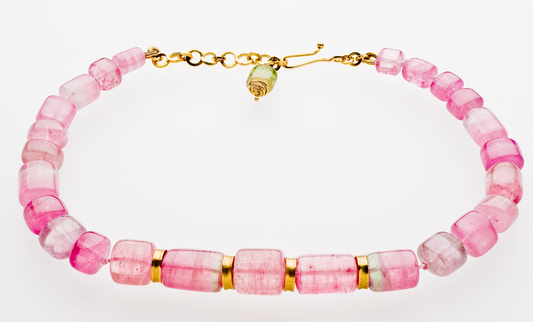 Pink Tourmaline Beaded Necklace