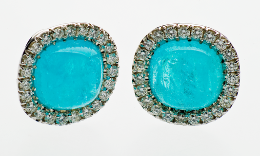 18KW Paraiba Tourmaline and Diamond Earrings