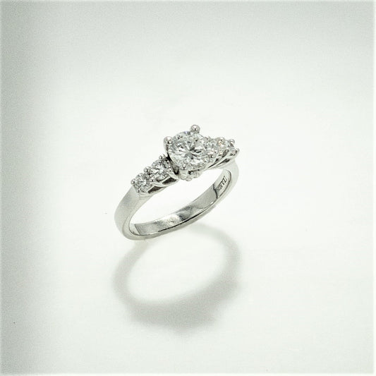 Platinum Round Diamond Ring  with Diamond Accents