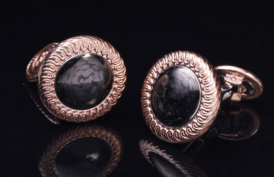 William Henry Rose Gold, Carbon Fiber Cufflinks