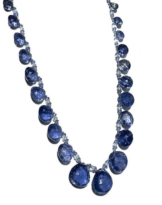 18KW IOLITE, TANZANITE, & MOONSTONE NECKLACE