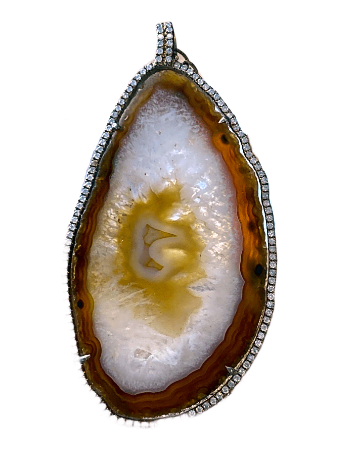 SS AGATE DIAMOND PENDANT
